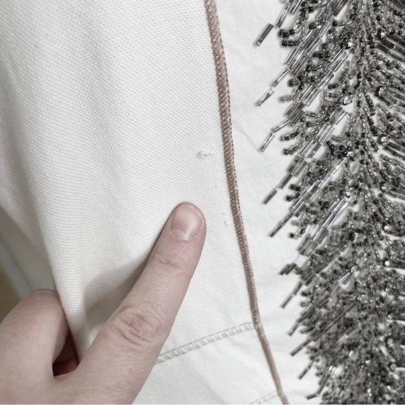 Anthropologie Burning Torch Hand Beaded Embellished Ivory Cotton Jacket Coat - Picture 6 of 13
